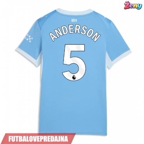 Lacne Ženy Futbalové dres Manchester City Elliot Anderson #5 2026-27 Krátky Rukáv - Domáci